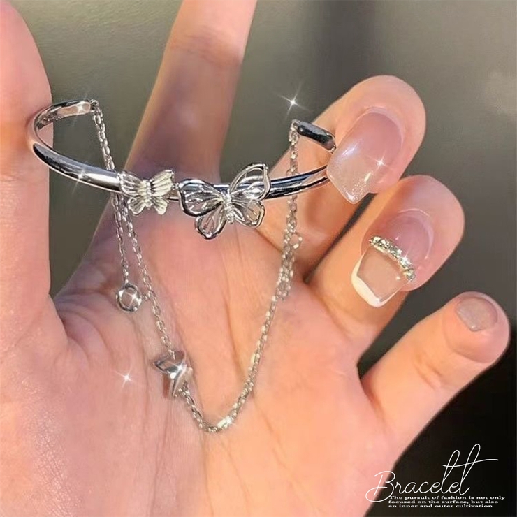 ブレスレット 2連バングル 蝶々モチーフ[品番：II000010977