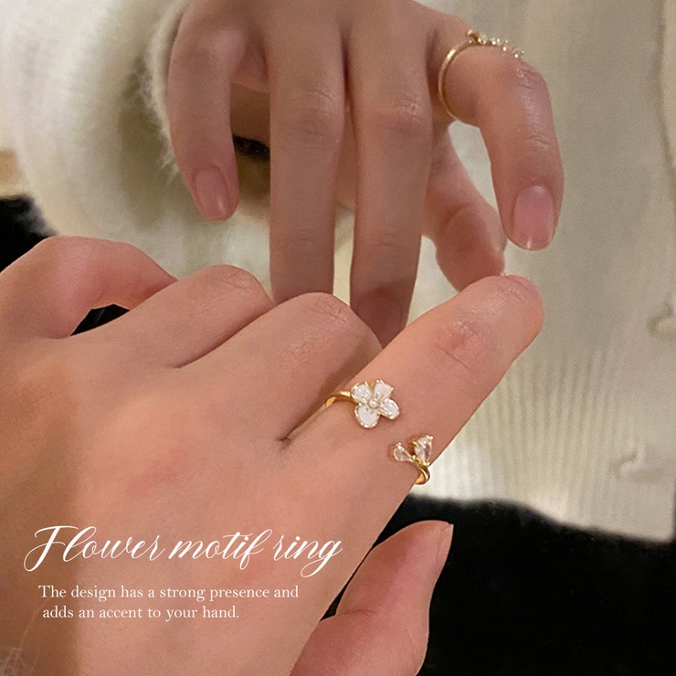指輪リングレディース 花モチーフ お洒落[品番：II000009099