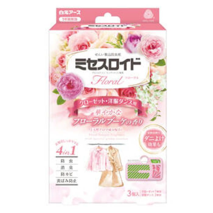 白元アース ミセスロイドフローラル クローゼット・洋服ダンス用3個入1