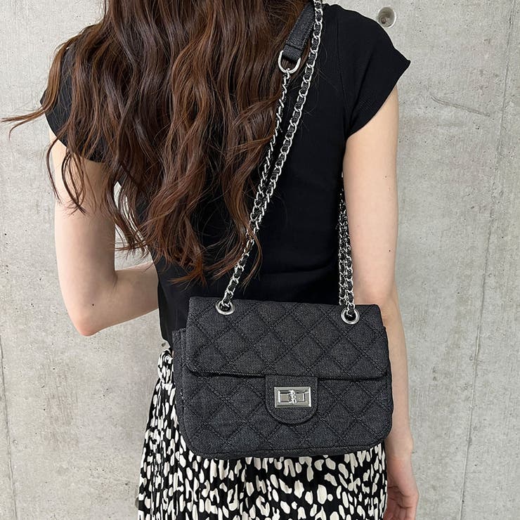 キルティングチェーンデニムショルダーバッグ[品番：MJNW0003319]｜me