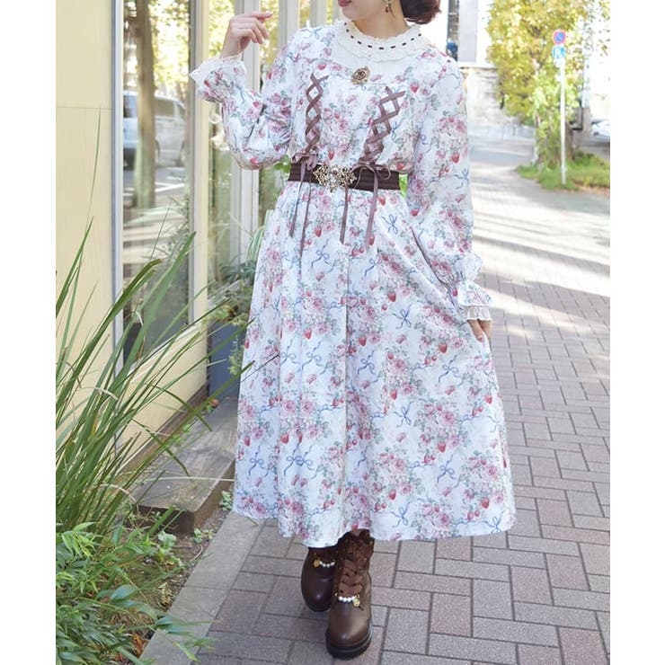 フレーズローズ柄ワンピース[品番：IGAW0005784]｜axes femme