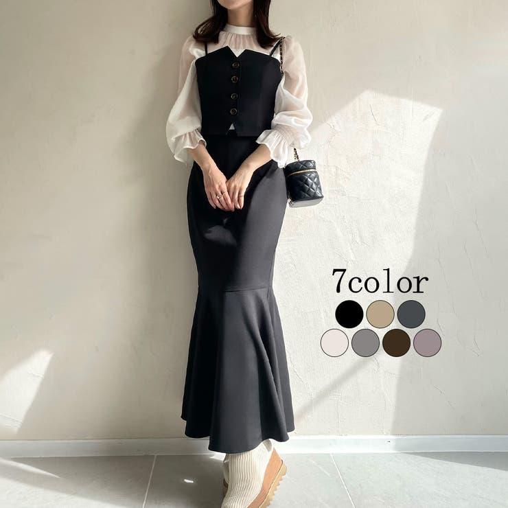 デザインビスチェマーメイドスカートセット[品番：AMTW0010401