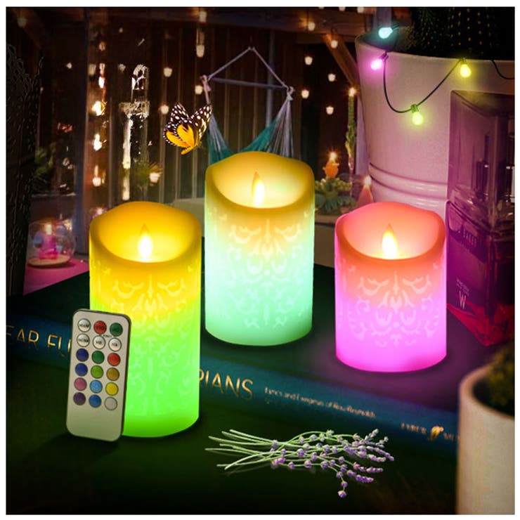 キャンドルライト3本セット 透かし彫り ykjh666[品番：BCYW0023277