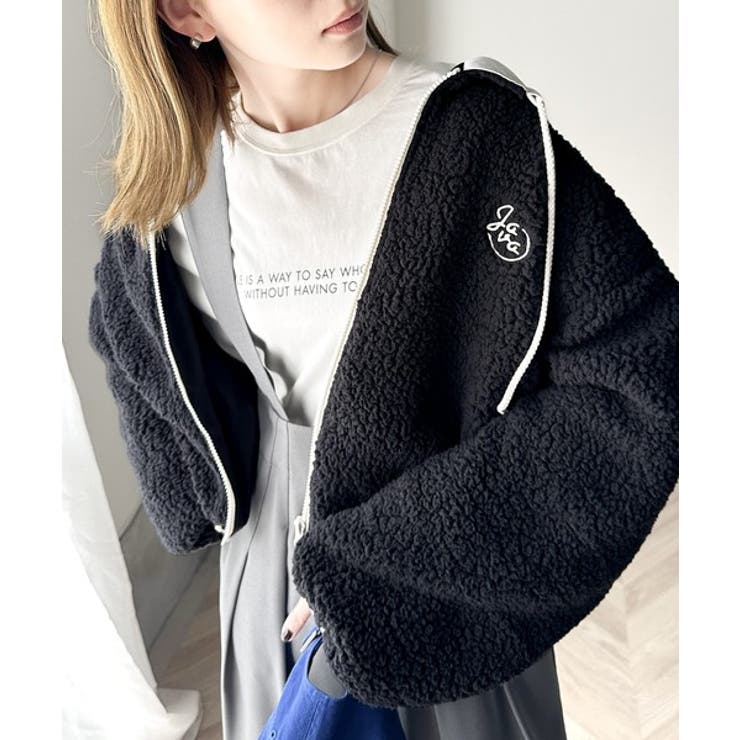 JAVAジャバ 別注》もこもこ愛らしさ。短丈配色ボアブルゾン[品番