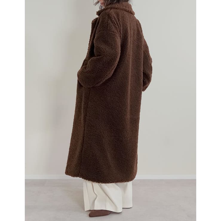 低身長サイズ有]ボアビッグカラーダブルチェスターコート[品番