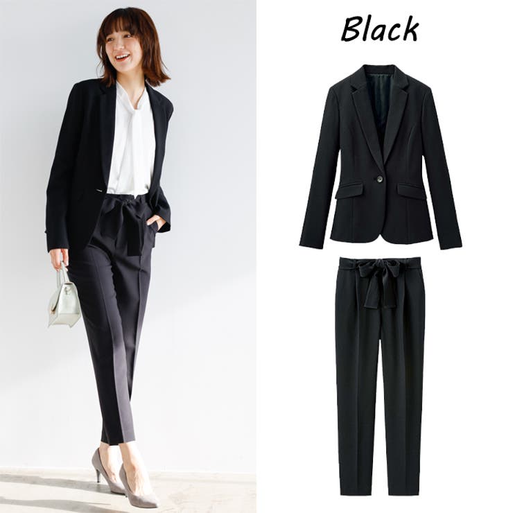 2点セット】洗えるテーパードパンツスーツセットアップ＜UV対策 防