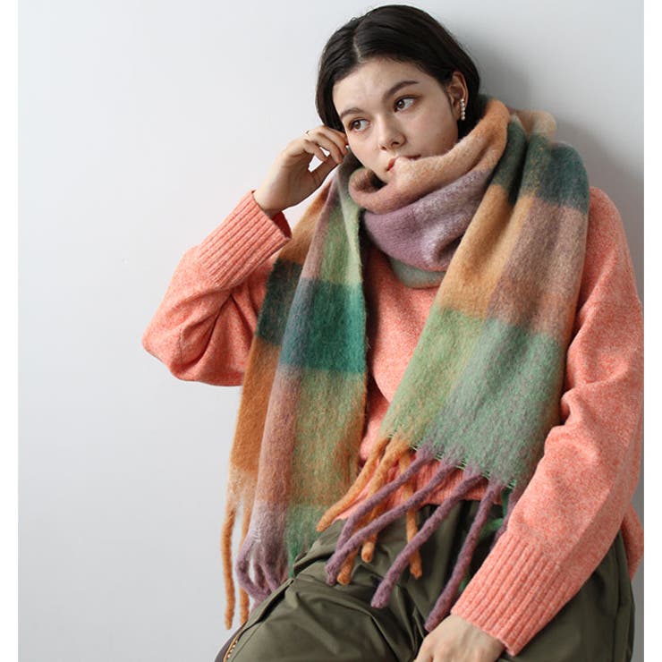 フェイクウールチェック柄マフラー[品番：GERW0000308]｜GeeRA（ジーラ