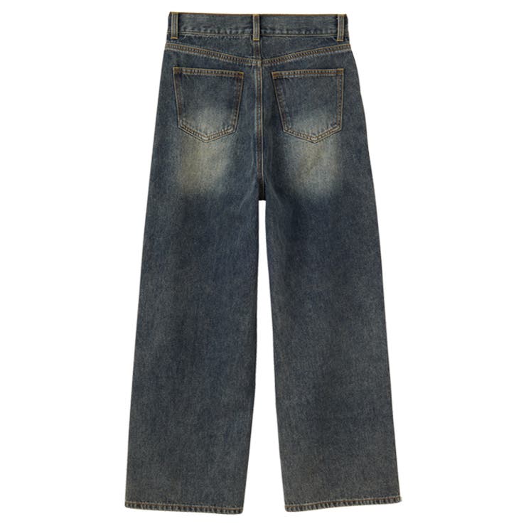 美脚見え！2ボタンウエストワイドデニムパンツ[品番：GERW0010896