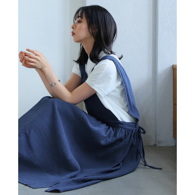 やわらかくて肌触り抜群!ダブルガーゼ 2WAYエプロンワンピース ワンピ