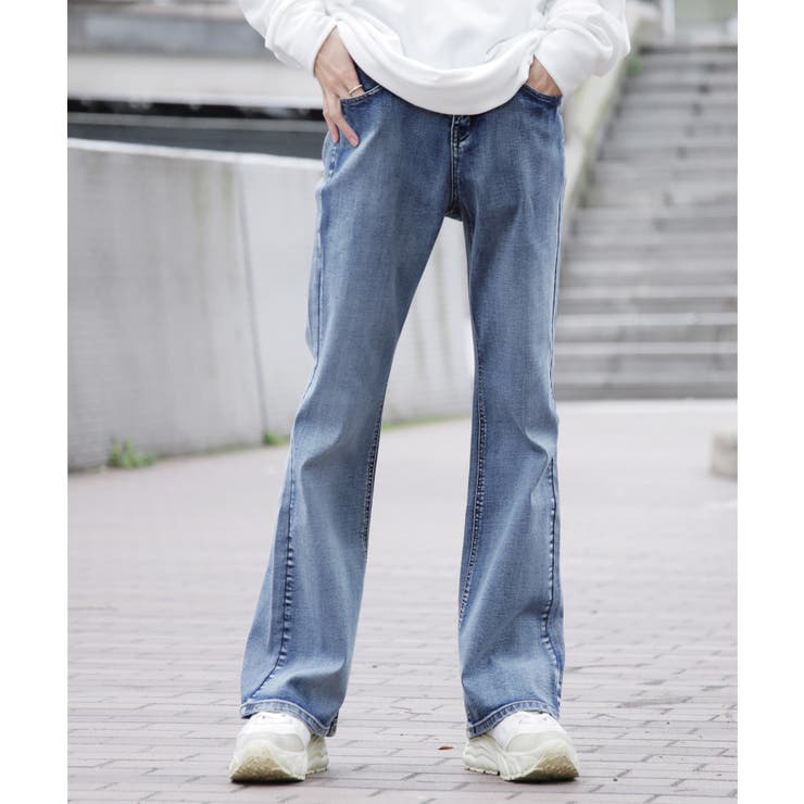 韓国 デニム メンズ 服◇G.O.C(ジーオーシー)フレアストレッチデニム