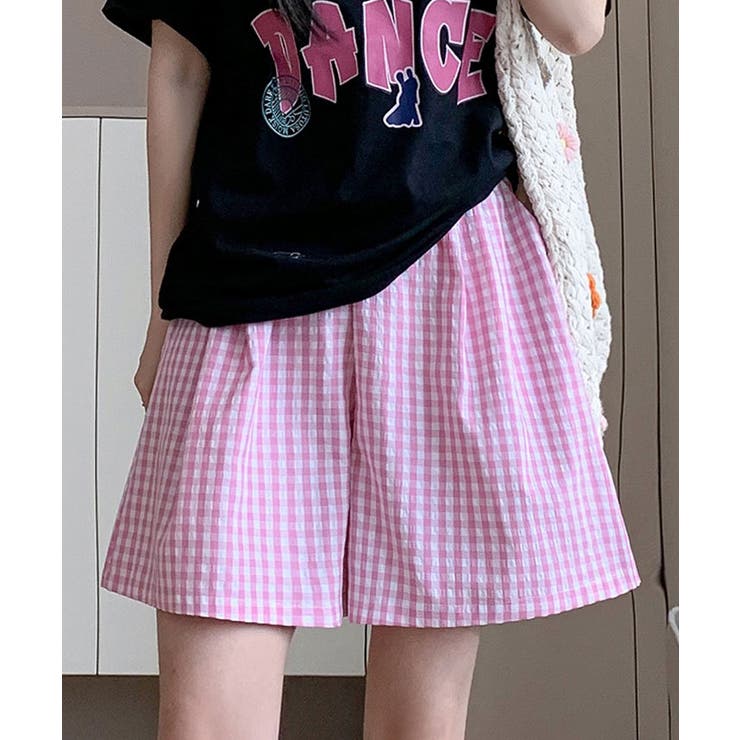 SHOPLIST限定】ギンガムチェックAラインショートパンツ ボトムス