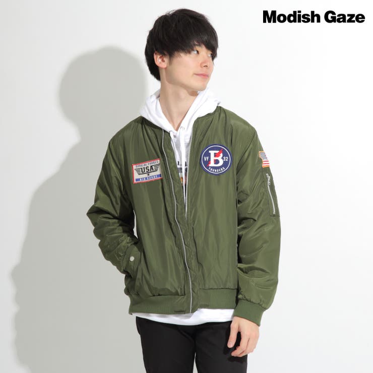 中綿入り ワッペン付MA1ミリタリージャケット[品番：RADM0000205