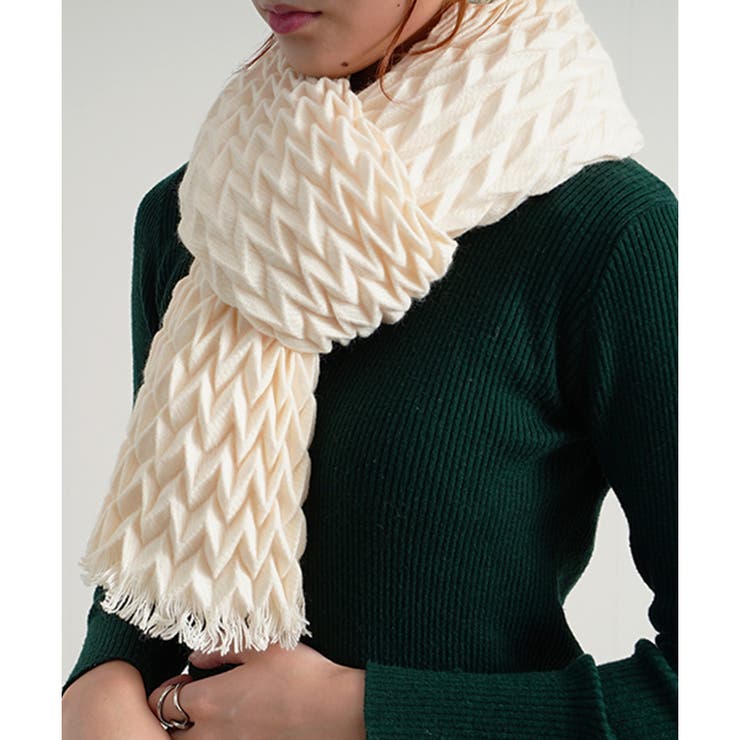 ストール マフラー ショール ジグザグ プリーツ 秋冬 30代 20代 40代