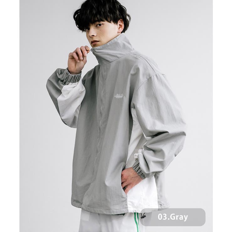 ナイロンジャケット スタンドネック オーバーサイズ[品番：OE000007810