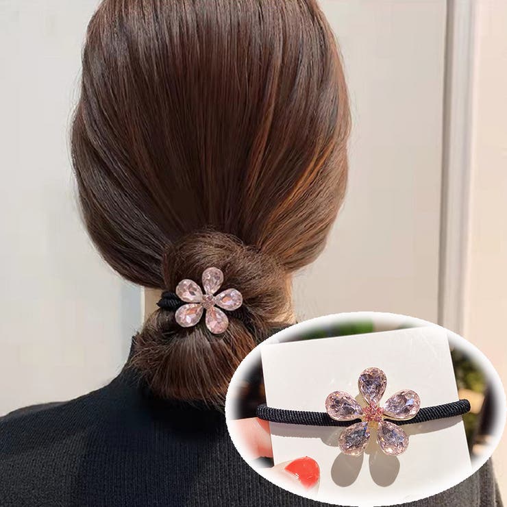 ヘアゴム フラワー キラキラ[品番：JRKW0002743]｜shoppinggo