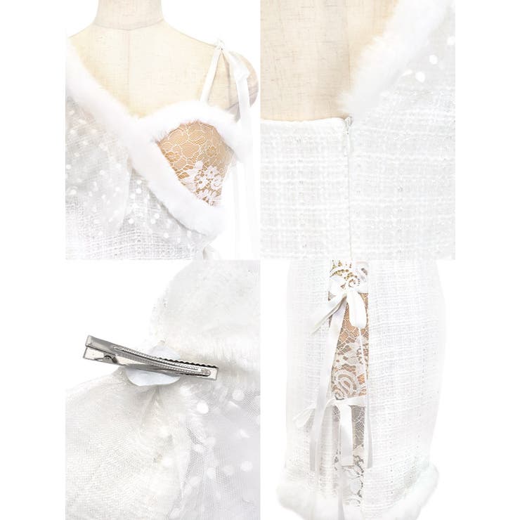 ツイードサイドヌーディーレースサンタドレス2点セット サンタコスプレ