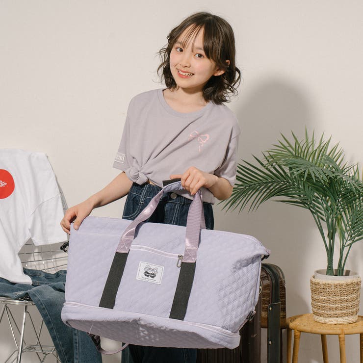 2way】キャリーケースにつけられるキルティング大容量バッグ[品番