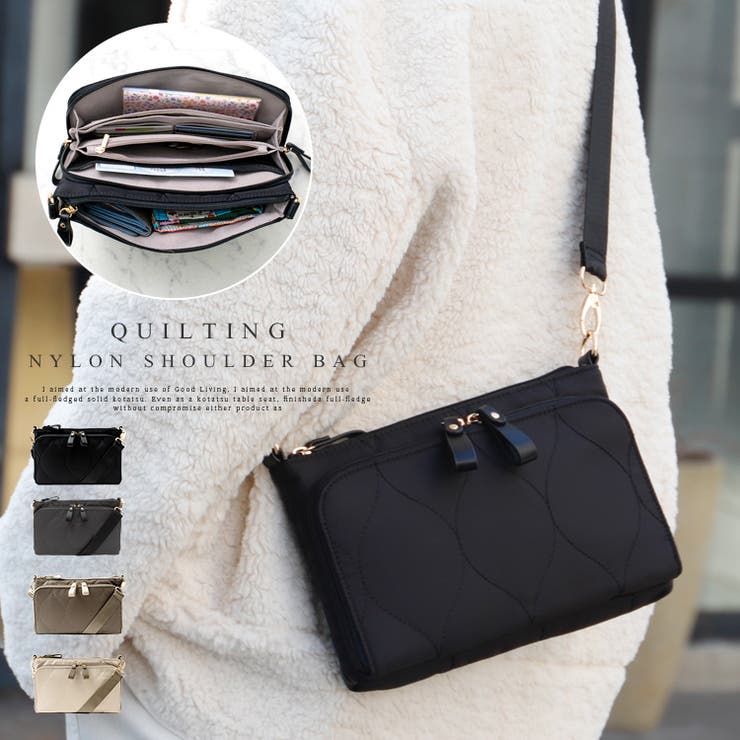 キルティングナイロンショルダーバッグ[品番：VI000007205]｜Vita