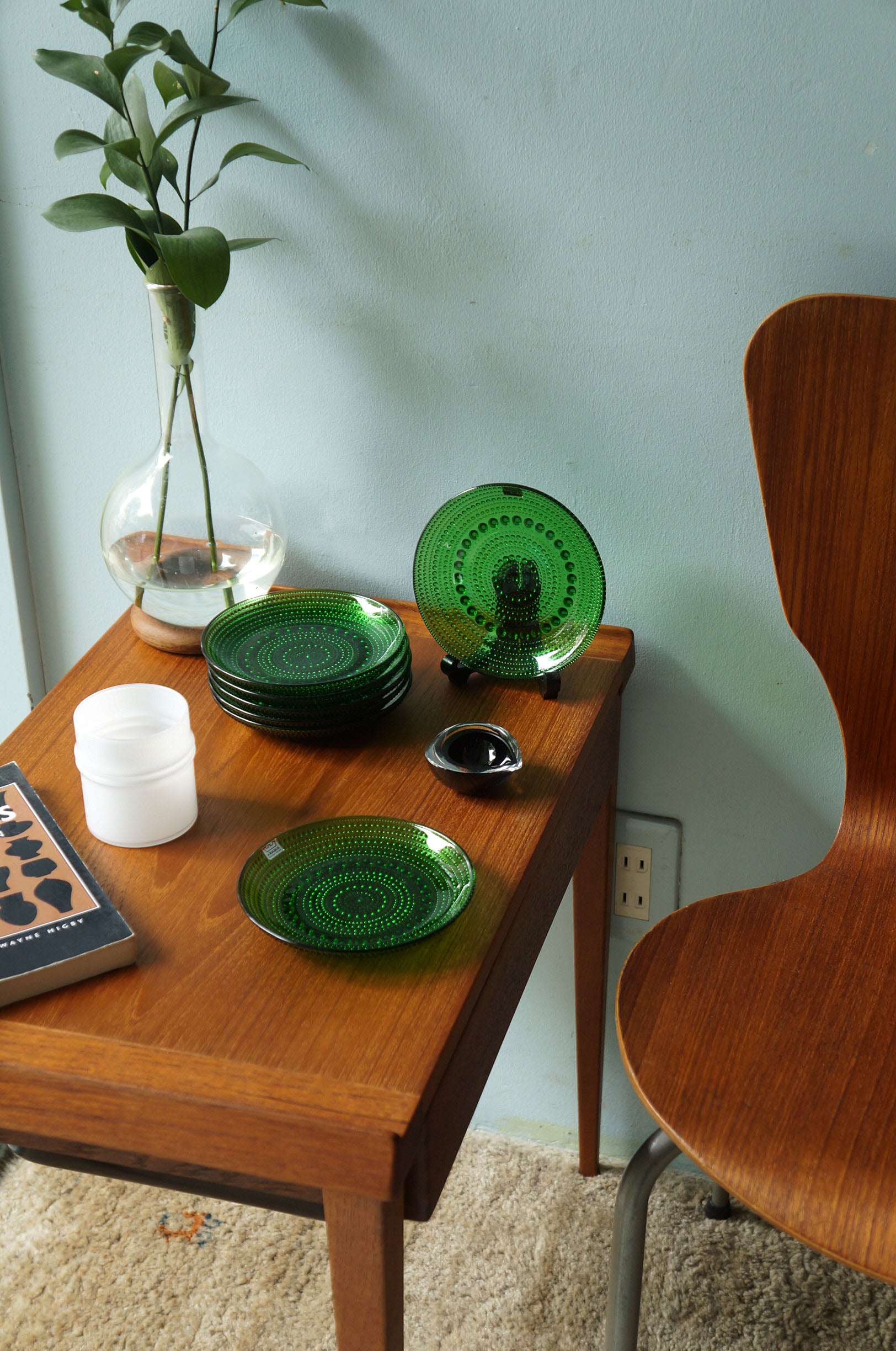 ARABIA Nuutajarvi Kastehelmi Plate 14cm Green/アラビア