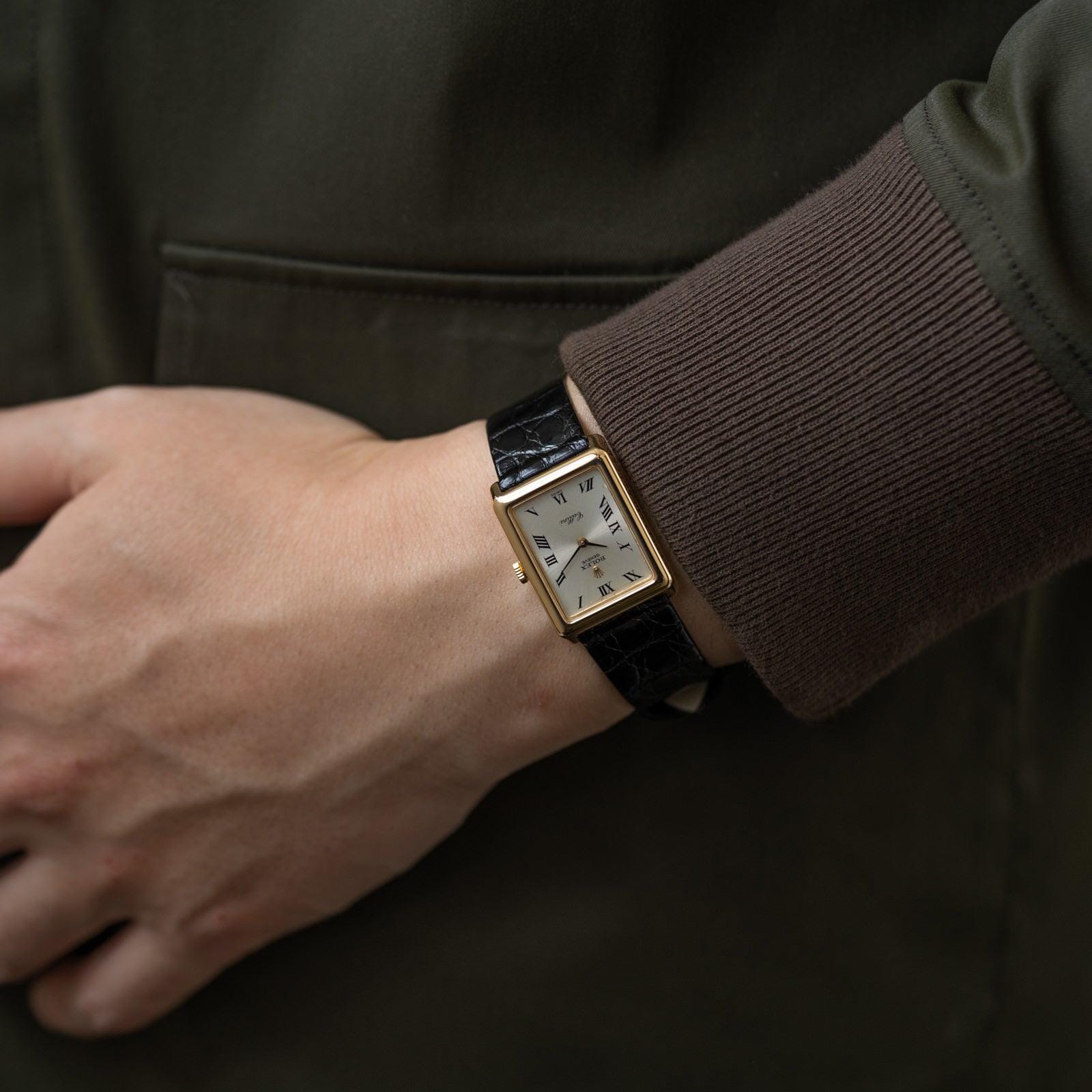 ロレックス チェリーニ Ref.4103 レクタングル 18KYG シルバーローマン