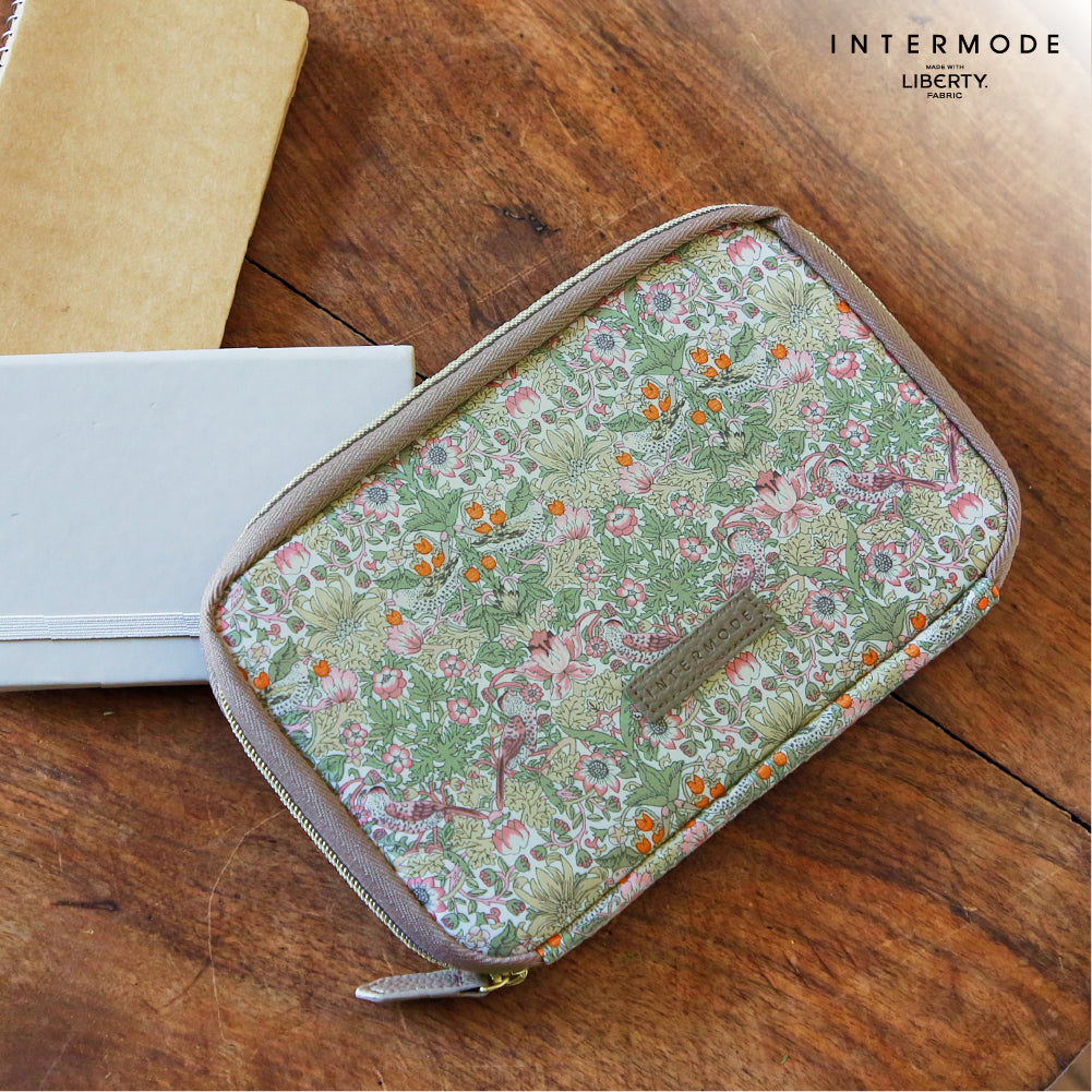 リバティプリント お財布型マルチポーチ Claire-Aude スカイブルー