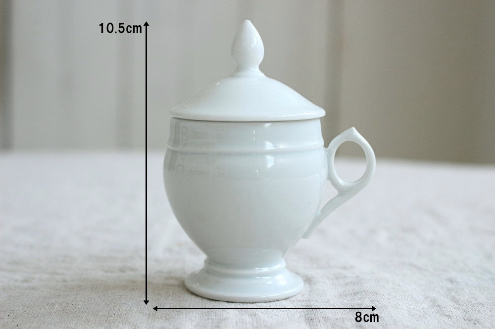美しい白磁の蓋付きクレミエ（クリームポット）ft211200 フランス