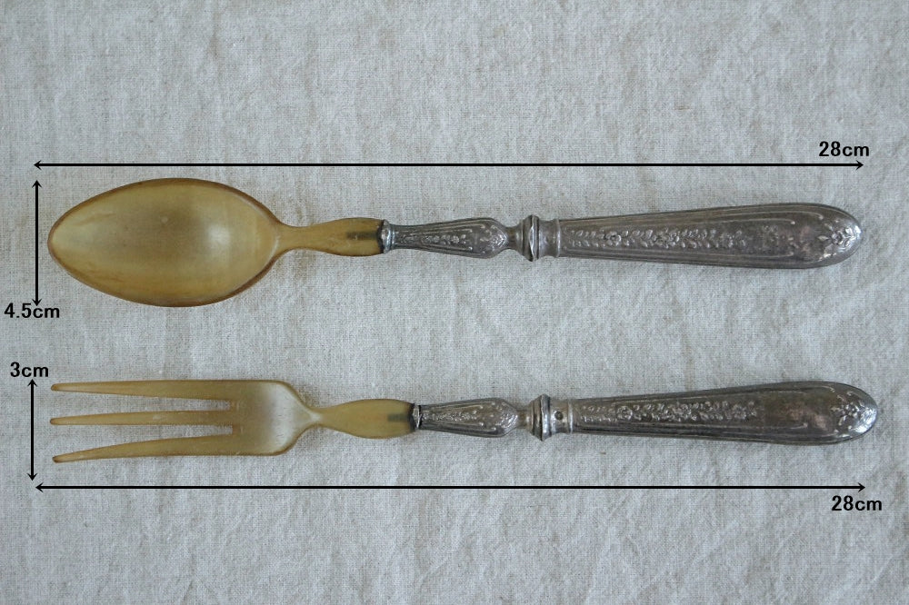 シルバープレート製サービングフォーク＆スプーンセット フランス