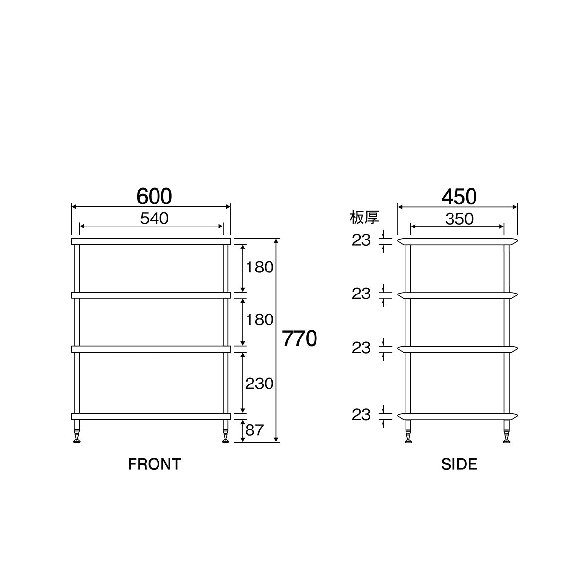 SN-3060 オーディオラック4段 幅60㎝｜製品一覧｜オーディオラック