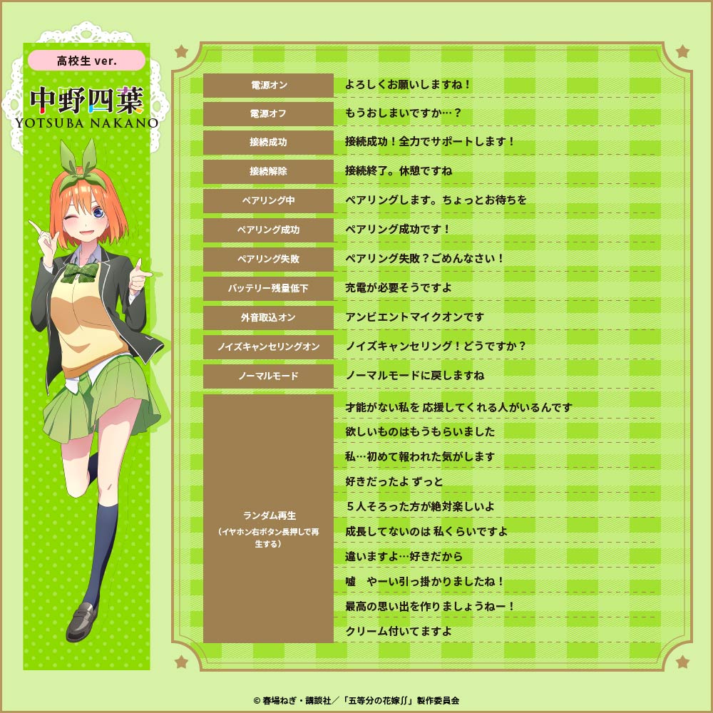 AVIOT TE-V1R-GHY｜五等分の花嫁＊ コラボ完全ワイヤレスイヤホン【公式】