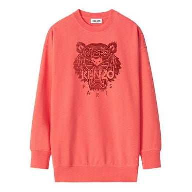 WMNS) KENZO SS21 Tiger Head Embroidered Pattern Hoodie Red