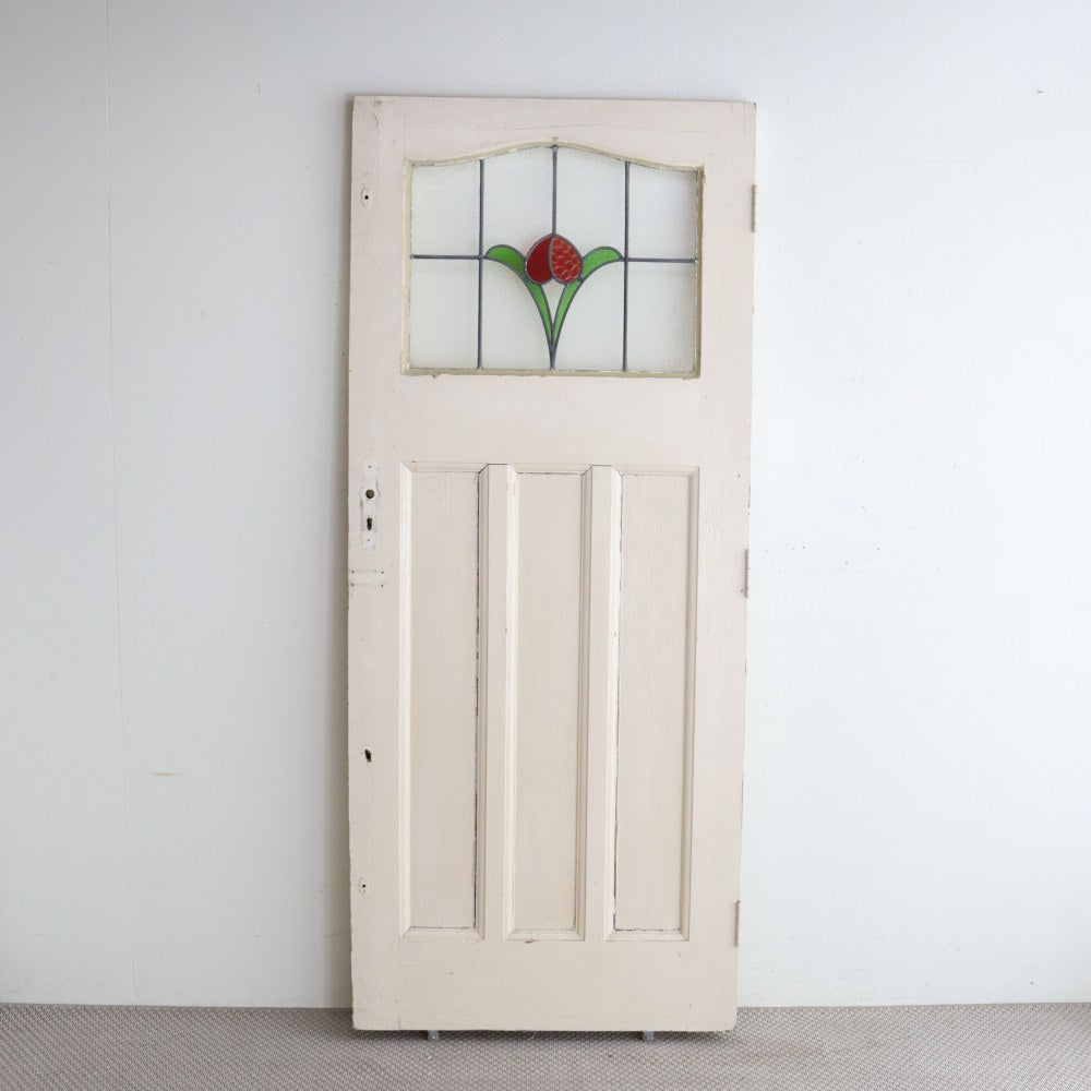 生命力を感じる花モチーフのステンドグラス♪ 英国アンティーク