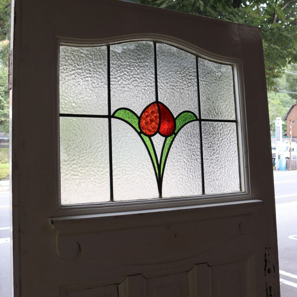生命力を感じる花モチーフのステンドグラス♪ 英国アンティーク