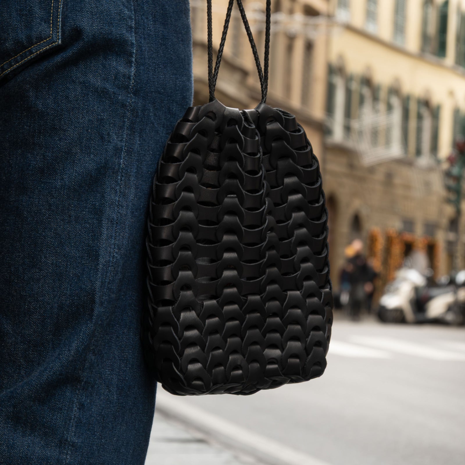 日本の心を宿したブラックのBoho巾着 – il micio(イル・ミーチョ)