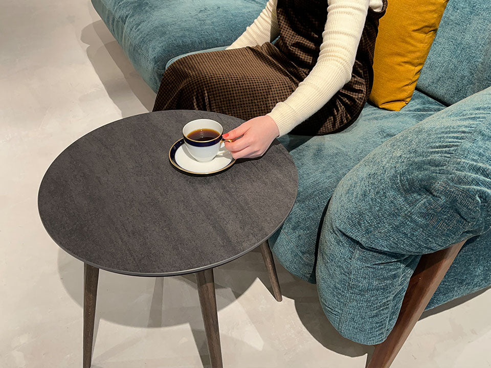 公式】Nagi セラミック製サイドテーブル T04801M(IRON GRAY) Φ500