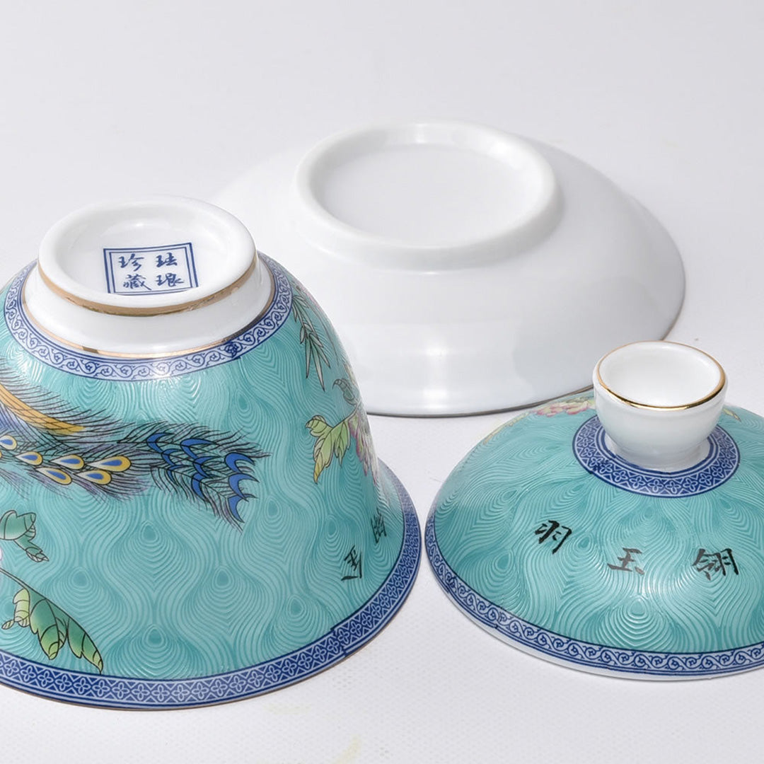 描金琺瑯蓋碗（天藍）｜中国茶器専門店の通販・天香茶行