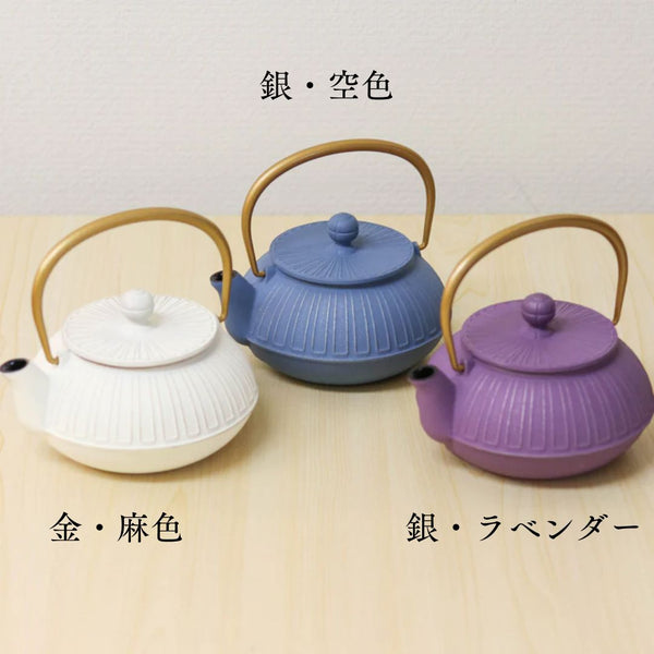 南部鉄器 急須 | 菊 0.65L | 金・麻色 | 岩鋳