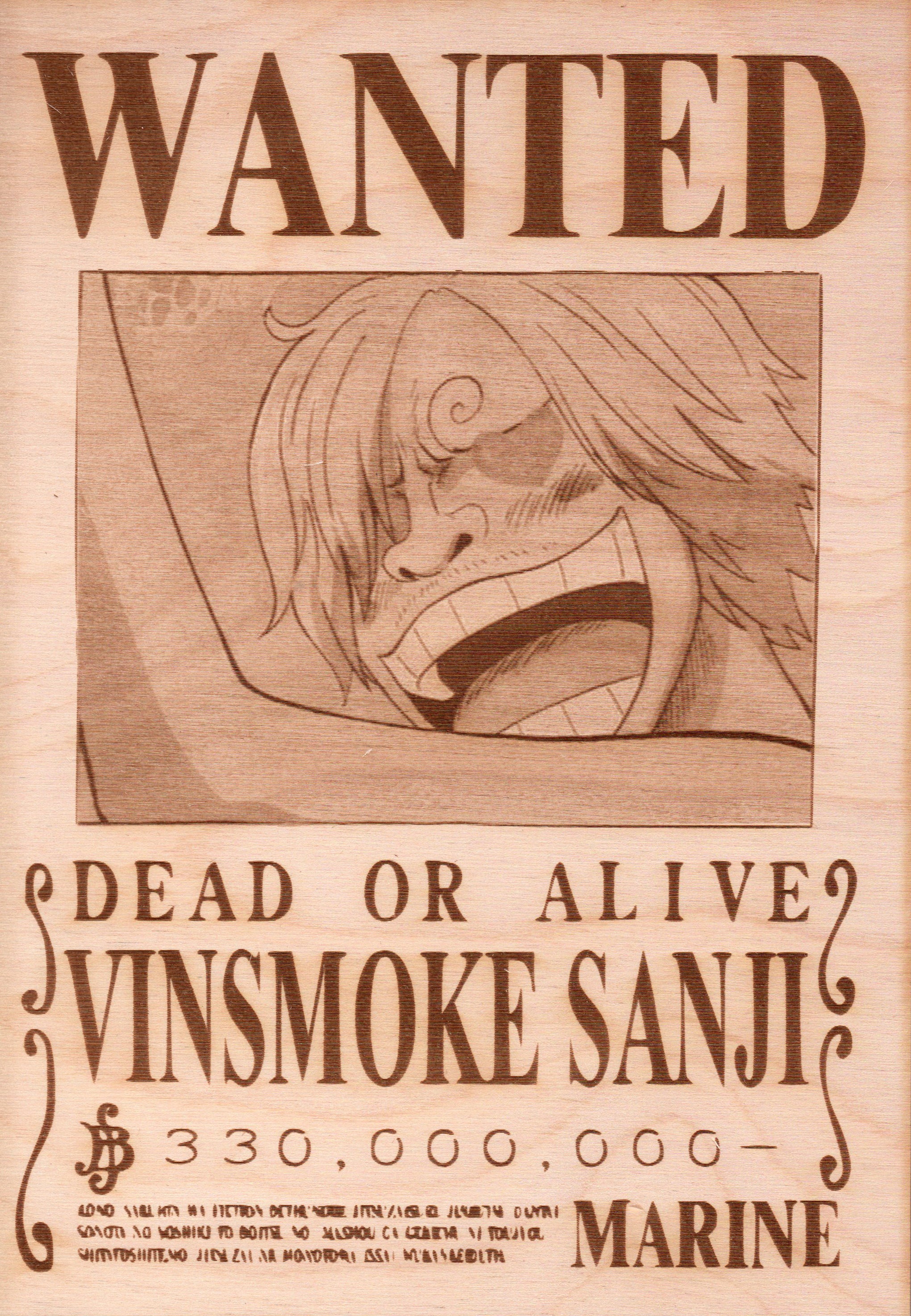 One Piece - Vinsmoke Sanji Wooden Wanted Poster | Tantrum Merch