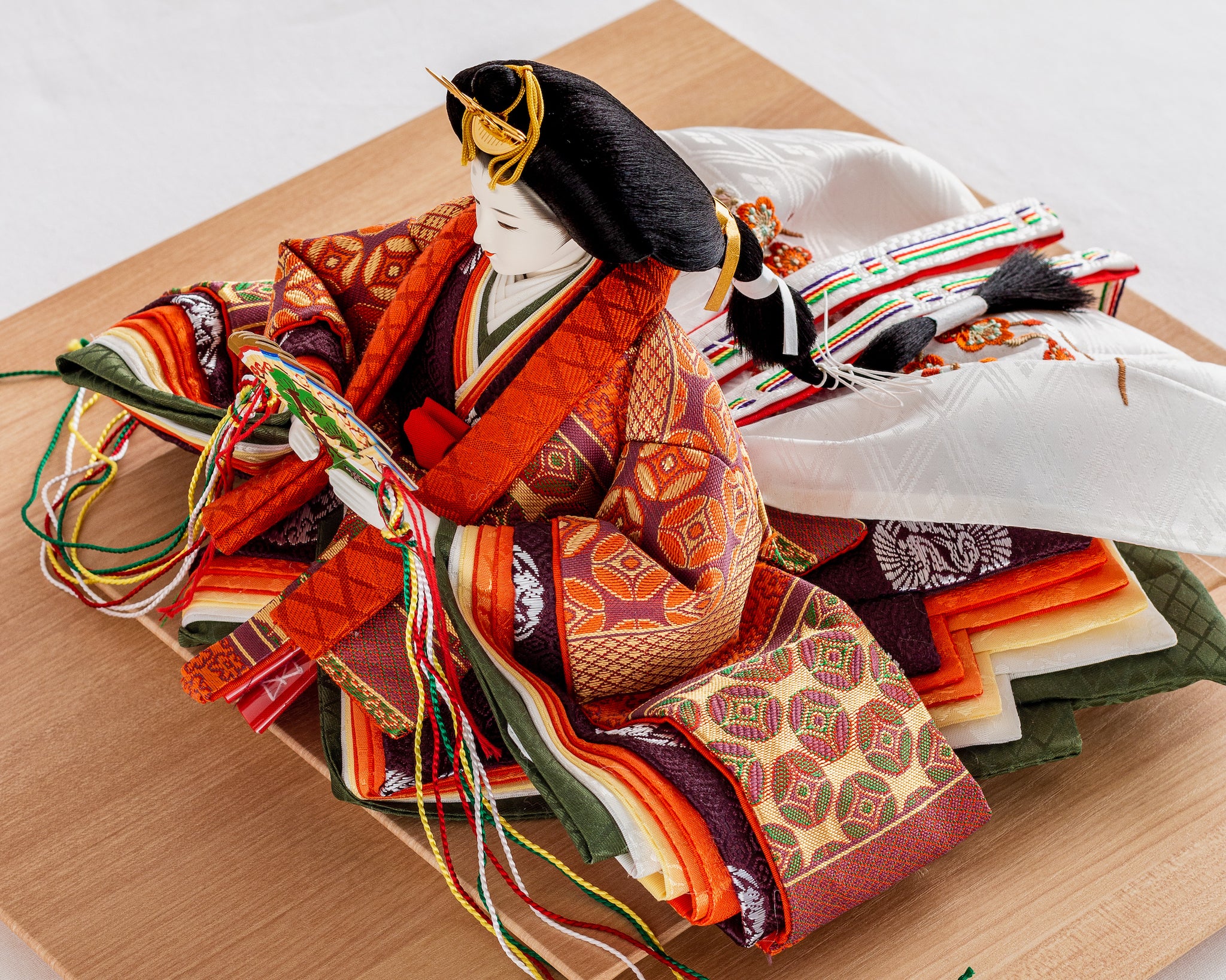 う】殿・姫 朱と青竹の古典柄｜お雛さま｜つると×あいはる人形セレクト