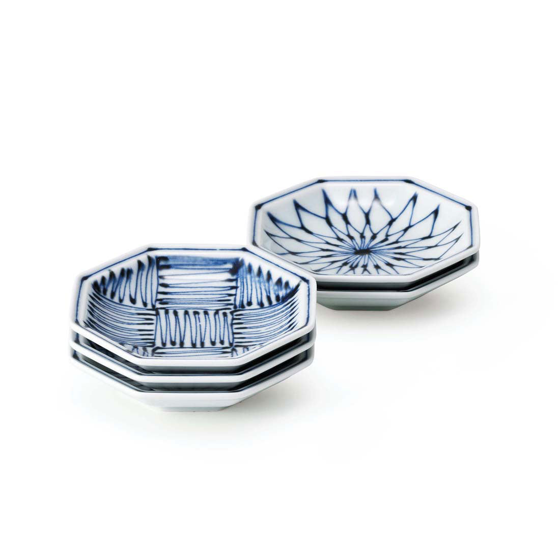 染付地紋 八角小皿 矢羽根 | 白山陶器直営オンラインストア