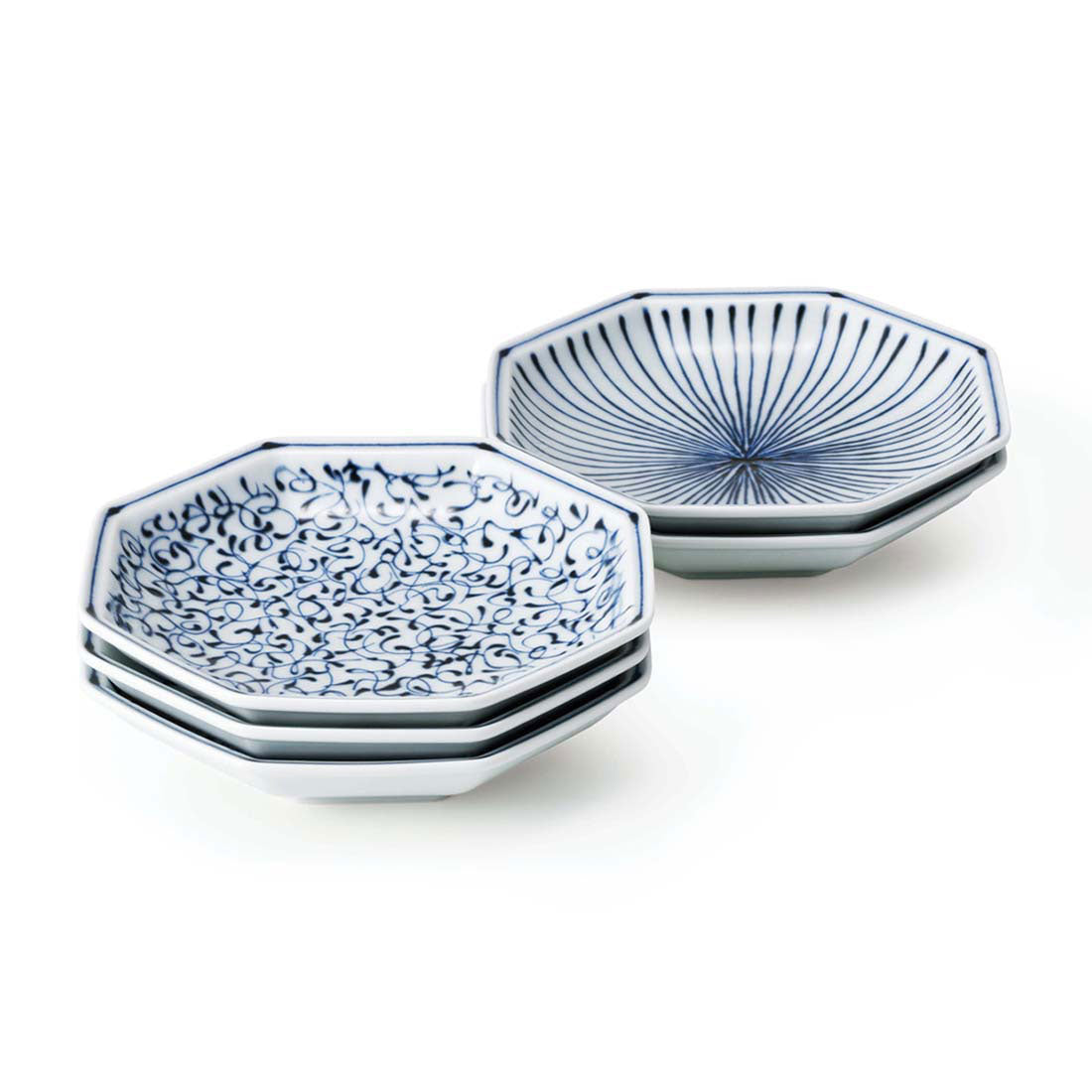 染付地紋 八角取皿 十草 | 白山陶器直営オンラインストア