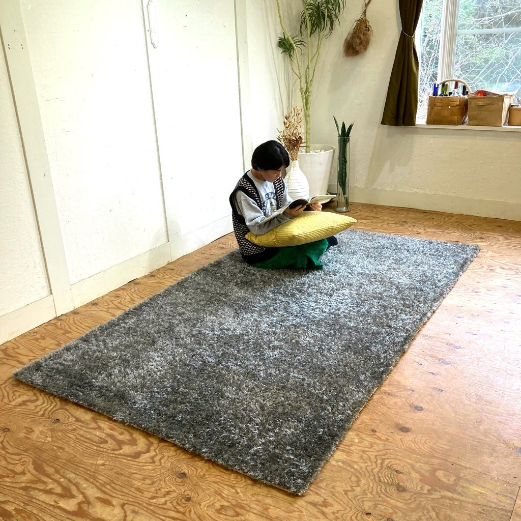 フクラ / HUKLA マルチシャギーラグ ライトグレー 展示品 中古 ラグ 毛