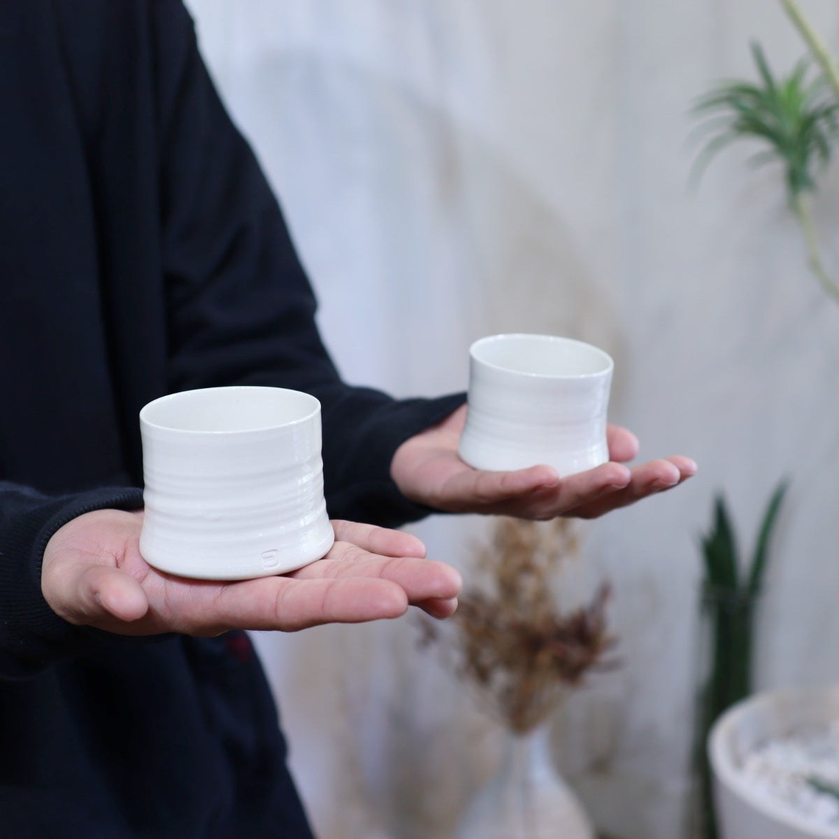 鯉江良二 常滑焼 白泥湯呑 ペア 陶磁器 2個セット 未使用 高級 ギフト 中古