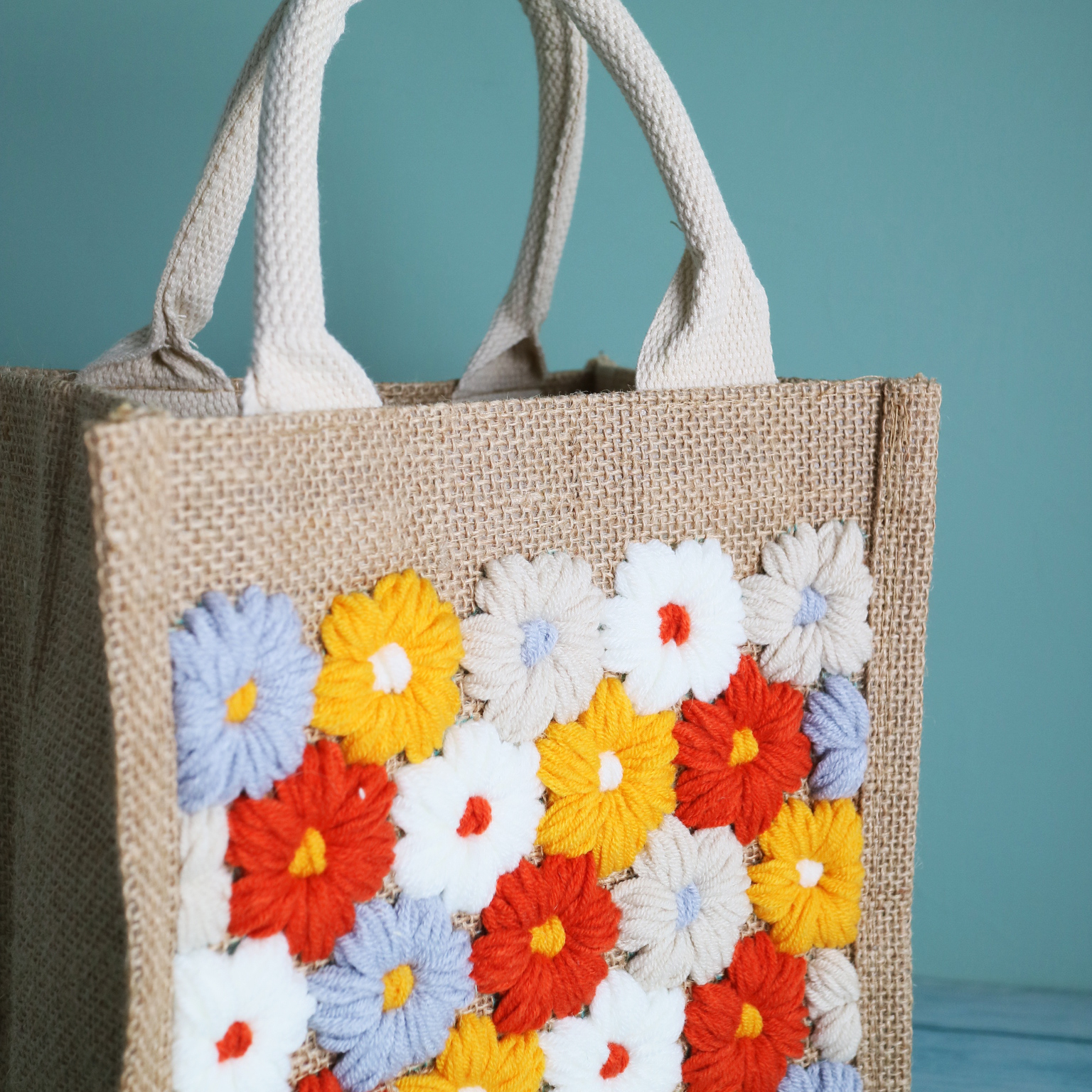 俄羅斯刺繡】戳出不撞包的泡芙小花麻布袋– DIY School 手作體驗