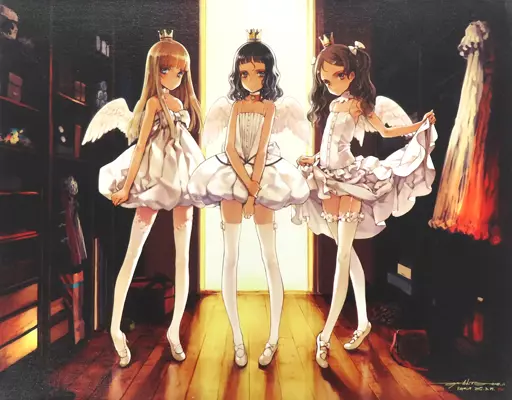 直筆サイン入り大槍葦人 キャンバスアート 四艶少女画展受注生産 大槍葦人 直筆サイン入りカラー複製イラスト