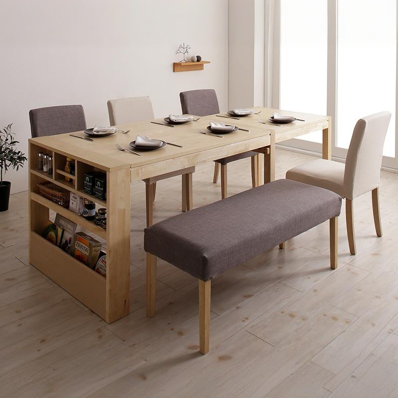 無段階に広がる スライド伸縮テーブル ダイニングセット Magie+