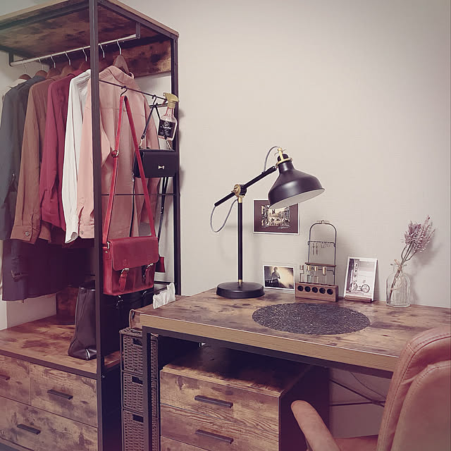 ニトリ ハンガーラックセット(Nステイン1880BR/追加引出しユニット