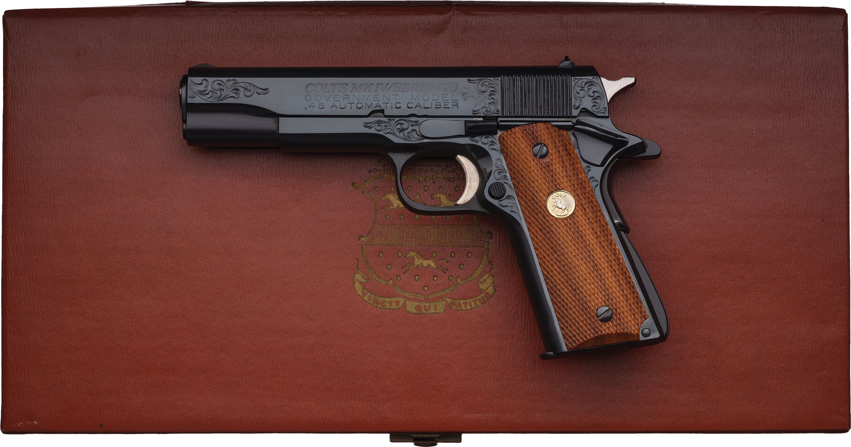 Cased Factory Engraved Colt Mk. IV Series 70 Gov't Model Pistol