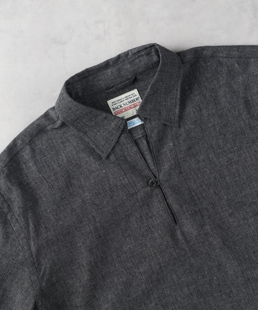 COOL MAX」麻混スキッパー七分シャツ(S ベージュ): トップス｜Right-on