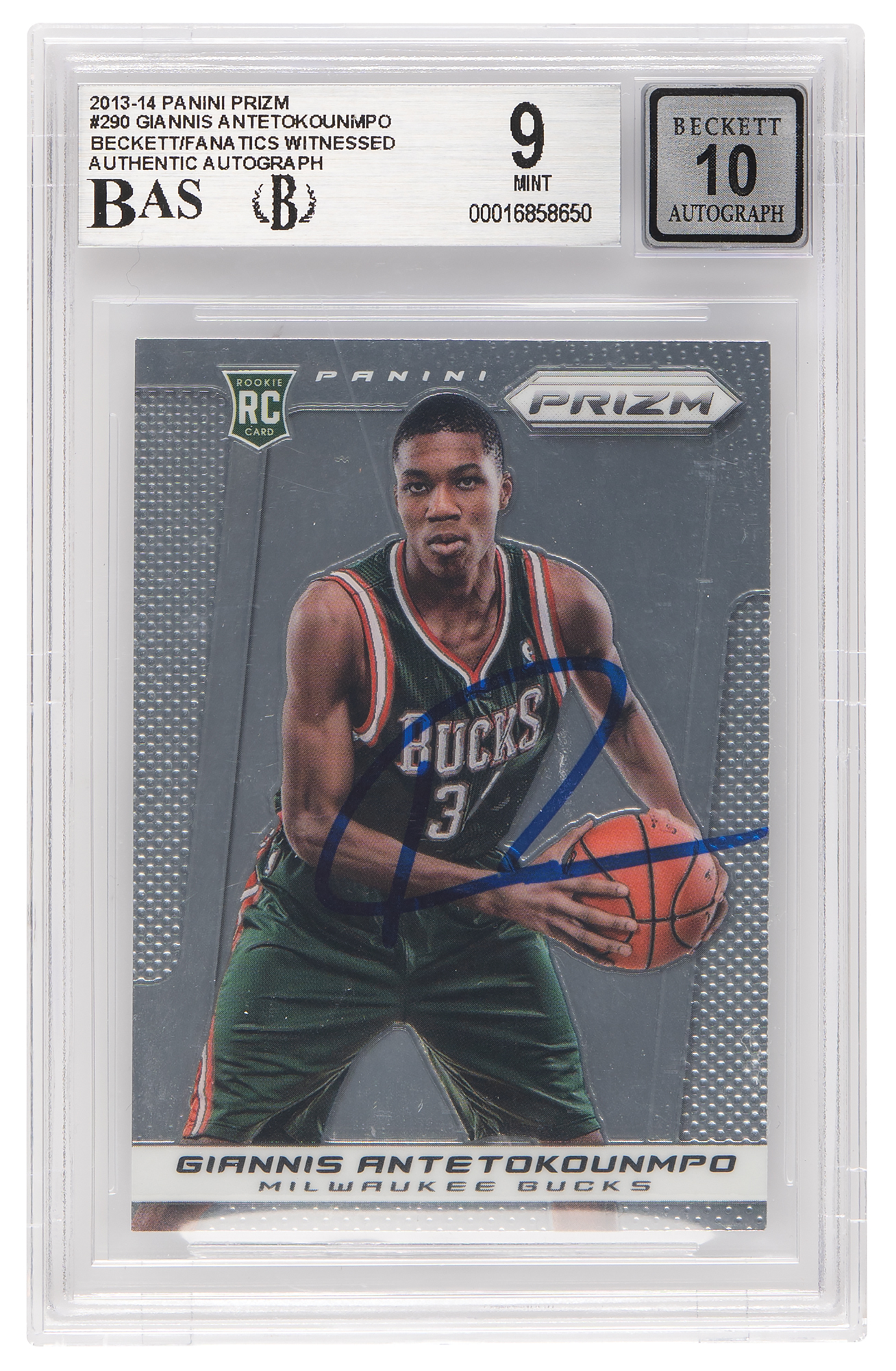 Giannis Antetokounmpo: 2013-14 Panini Prizm Signed Rookie Card - BGS