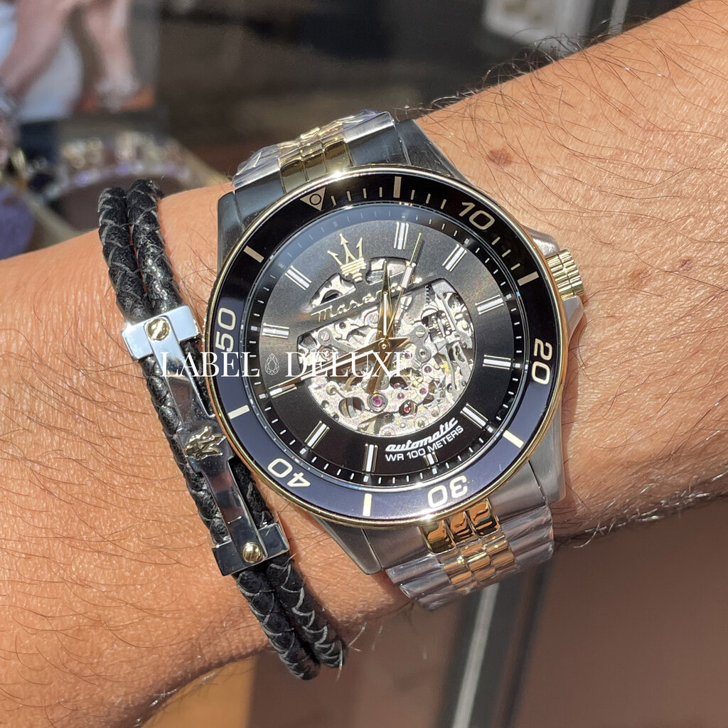 Maserati R8823140008 Sfida automaat (zilver/zwart) 44 mm heren